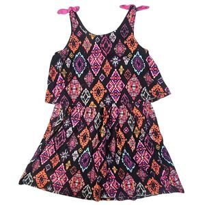 Gymboree‎ Girls Tiered Layered Purple Black Island Tribal Dress 12 Sleeveless